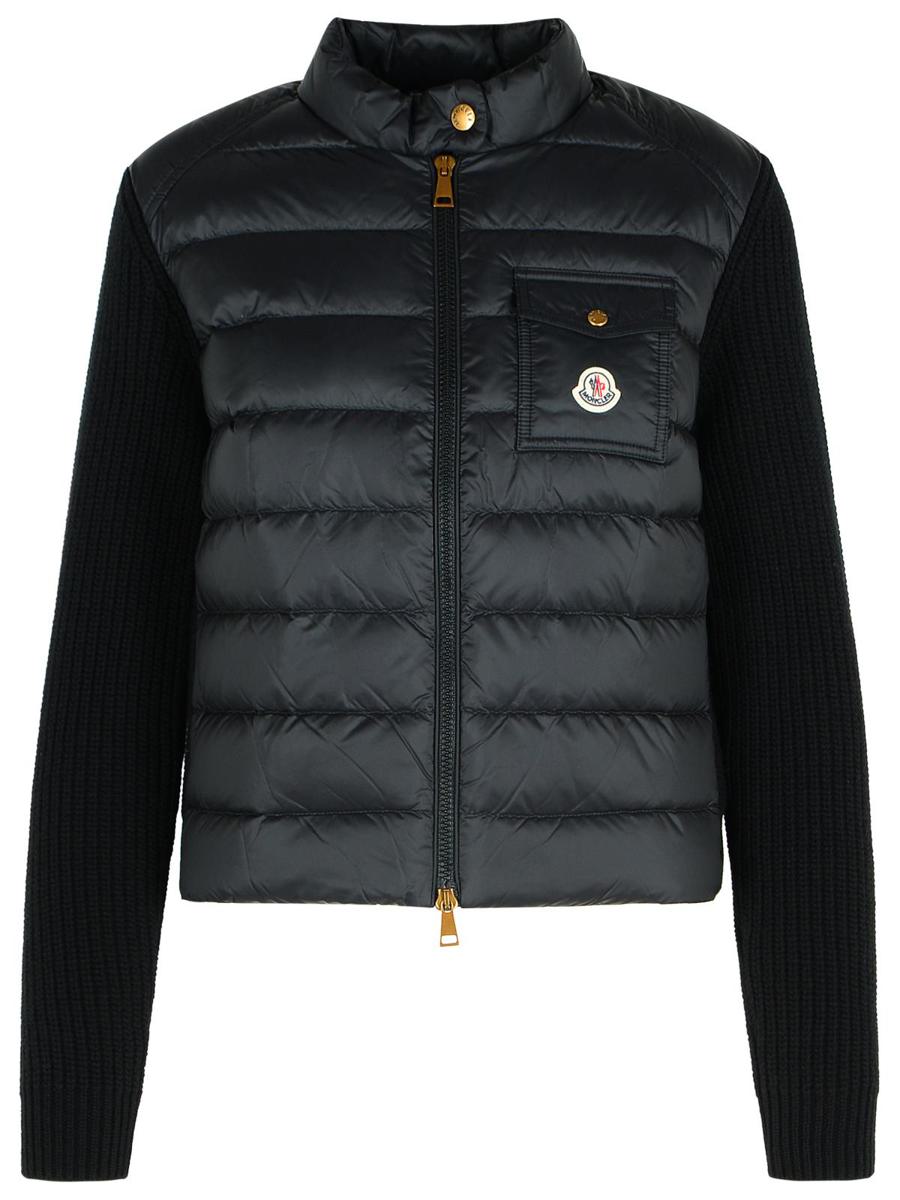 Moncler svart jacka i ullblandning