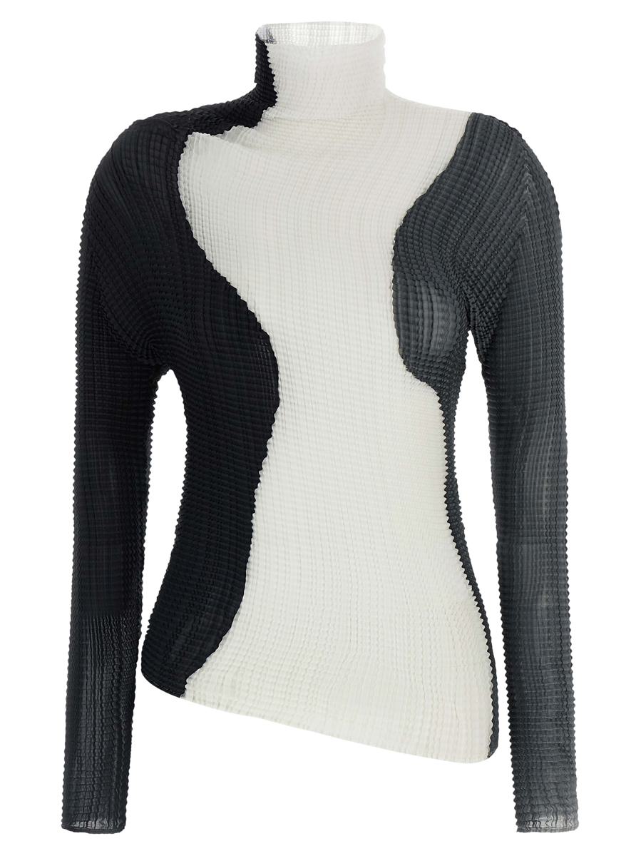 Issey Miyake blus med abstrakta veck