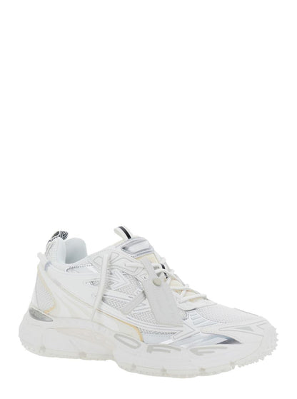 'Ow Be Right' Vita Låga Sneakers Med Dragkedja I Mesh Och Läder Herr