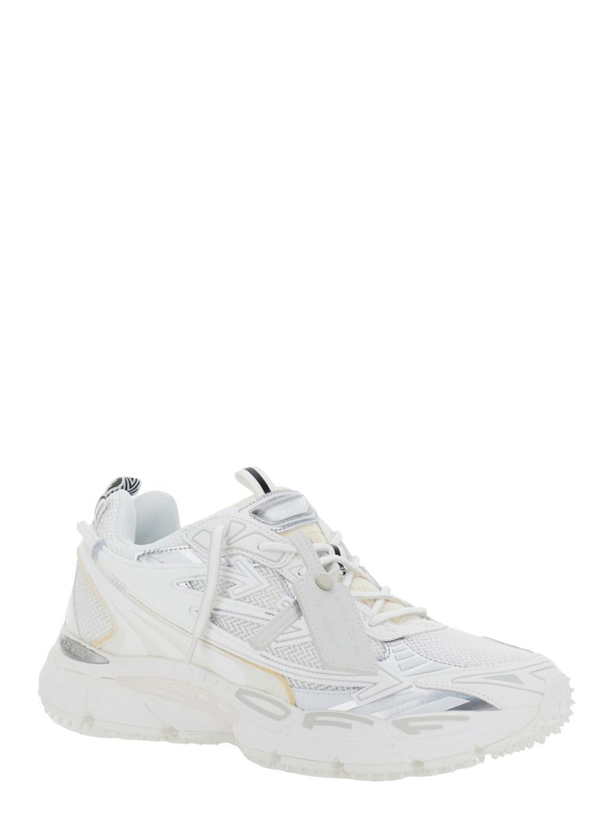 'Ow Be Right' Vita Låga Sneakers Med Dragkedja I Mesh Och Läder Herr