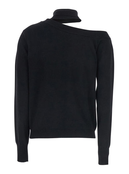 Maglia Scollata Misto Cashmere Con Collo Staccato