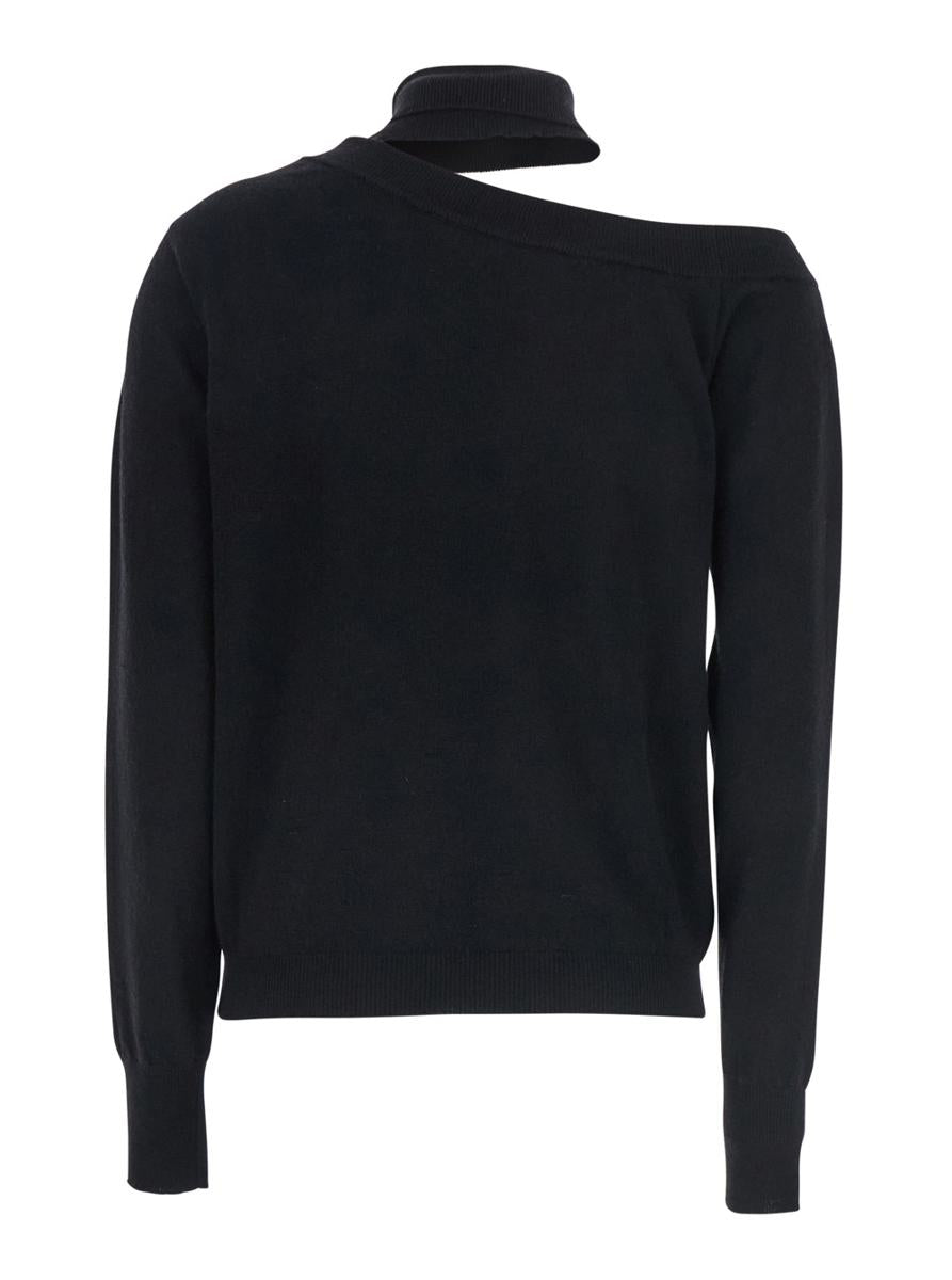 Maglia Scollata Misto Cashmere Con Collo Staccato