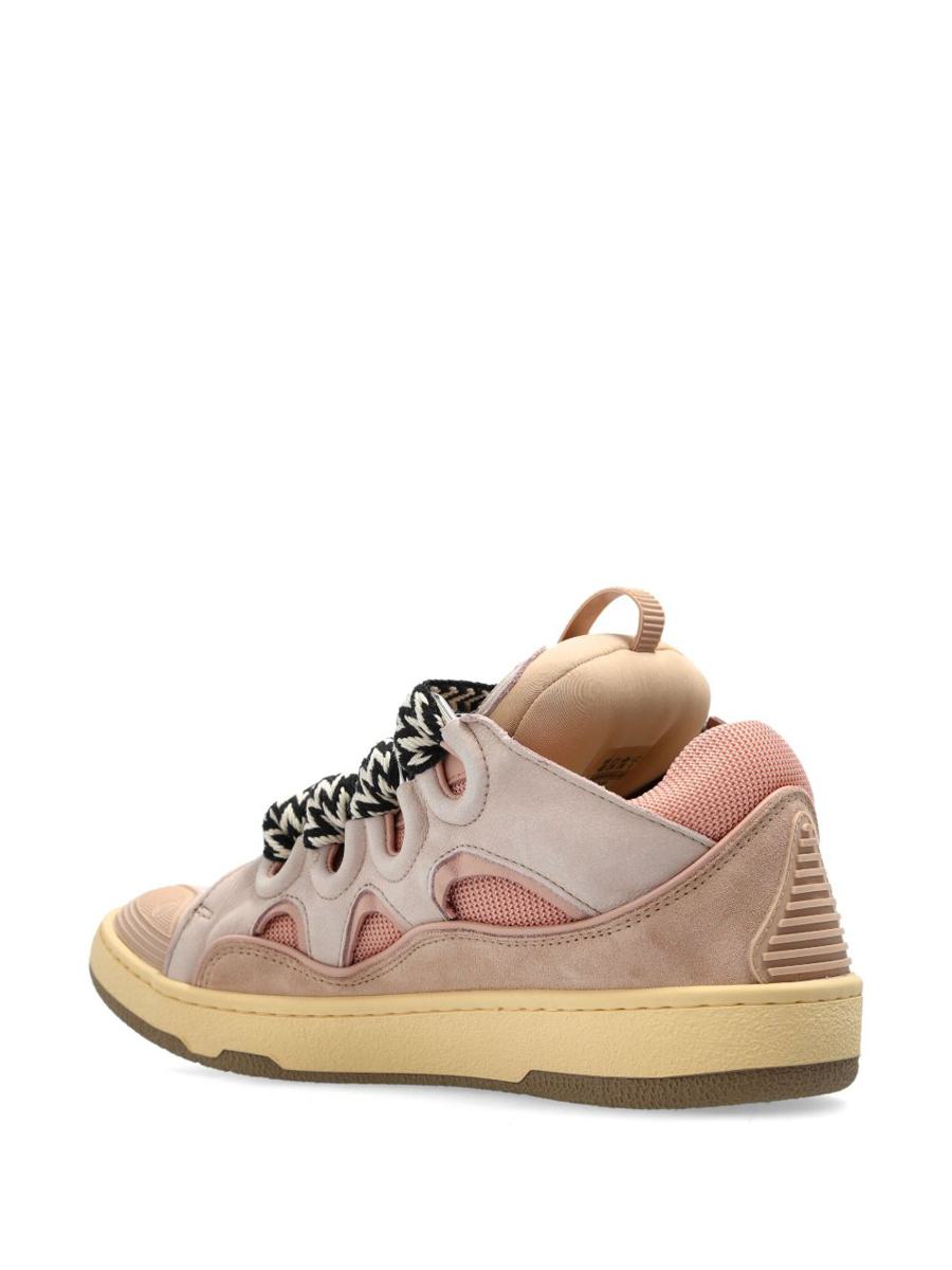 Lanvin – Grå sneakers i kalvskinn med flerfärgade snören