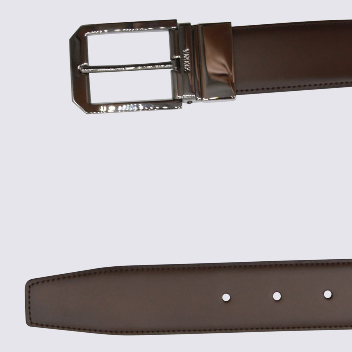 Zegna svart läderbälte