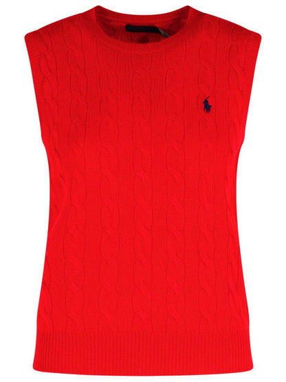 Polo Ralph Lauren röd ull- och kashmirväst