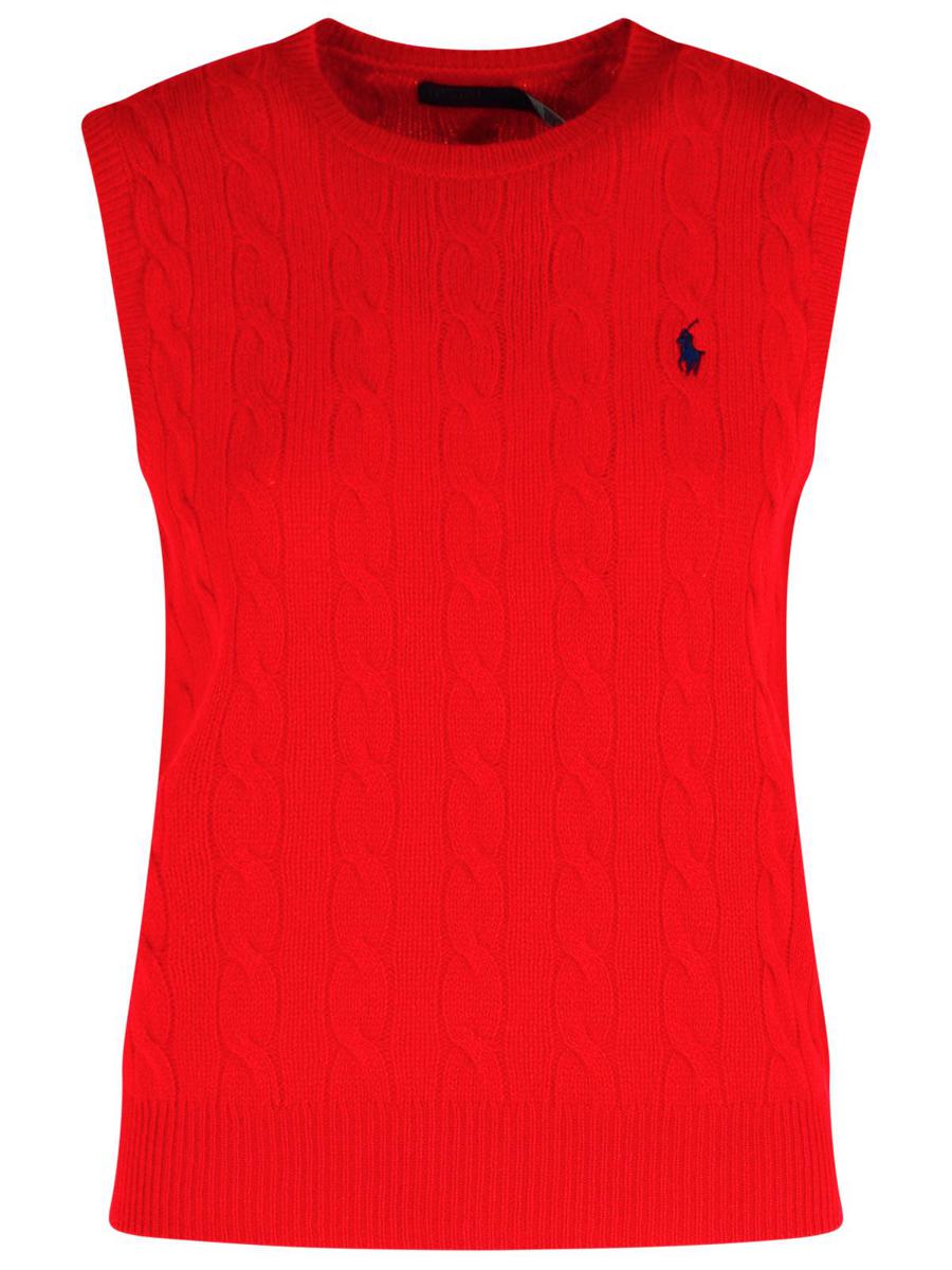Polo Ralph Lauren röd ull- och kashmirväst