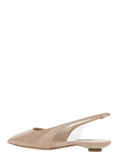 'Miniblade Tiffany' Beige Slingback Balettskor I Lackskinn Dam