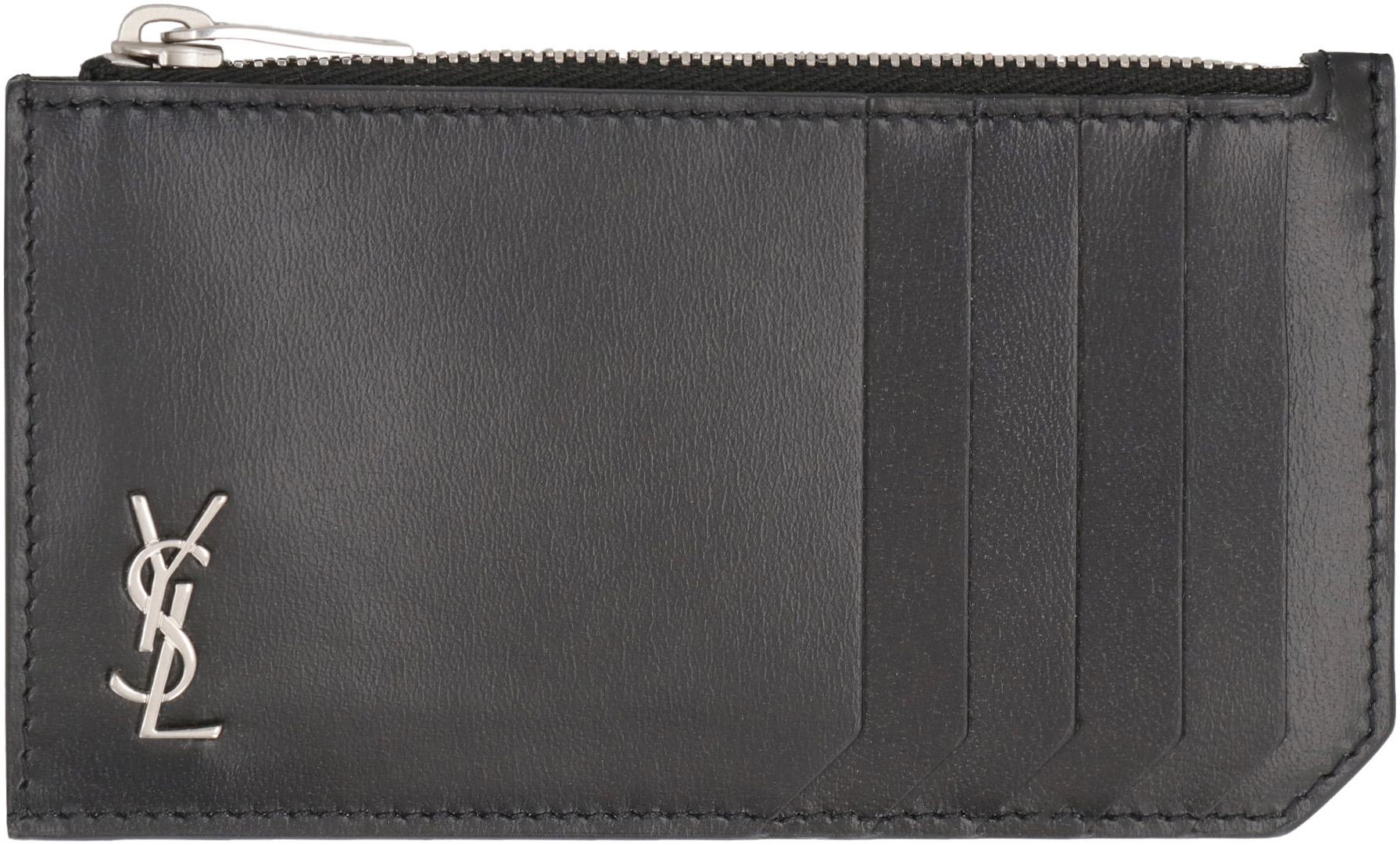 Saint Laurent korthållare i slät läder