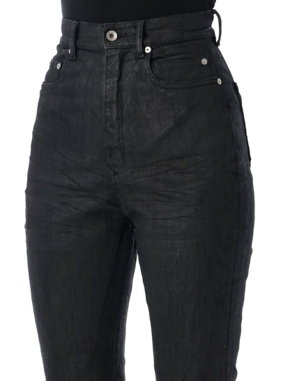 Rick Owens Drkshdw Bolan Bootcut Svarta Vaxade Jeans