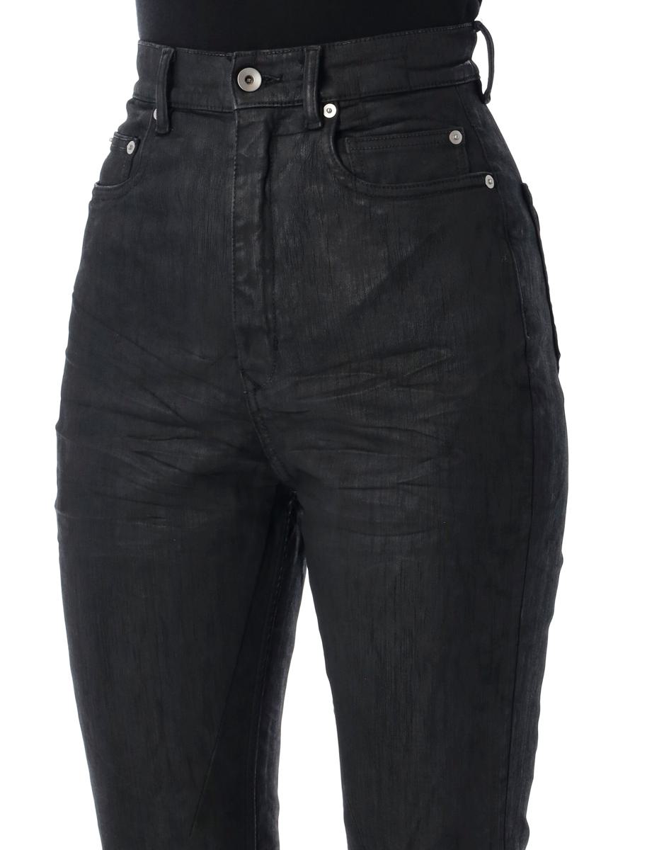 Rick Owens Drkshdw Bolan Bootcut Svarta Vaxade Jeans