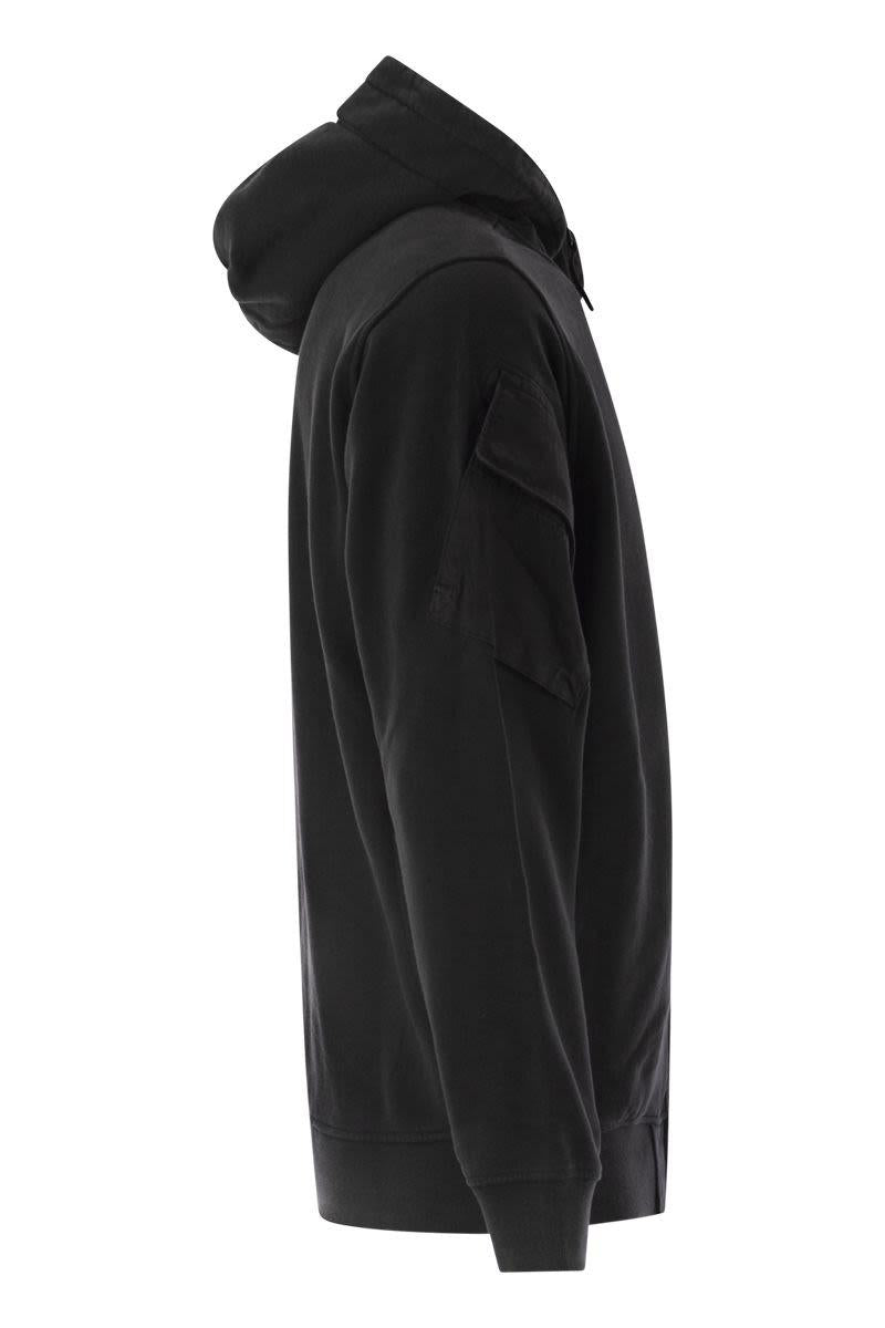 Stone Island Hoodie med dragkedja och ärmfickor