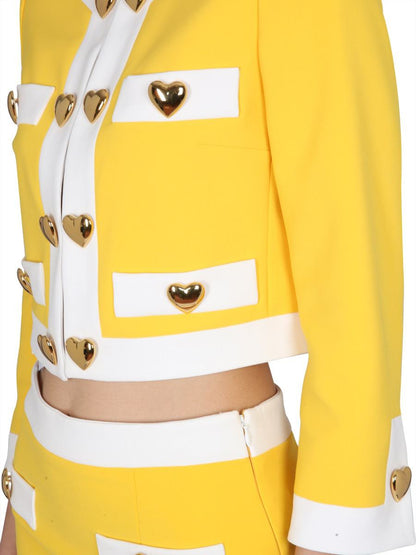 Moschino Crepejacka med hjärtformade knappar