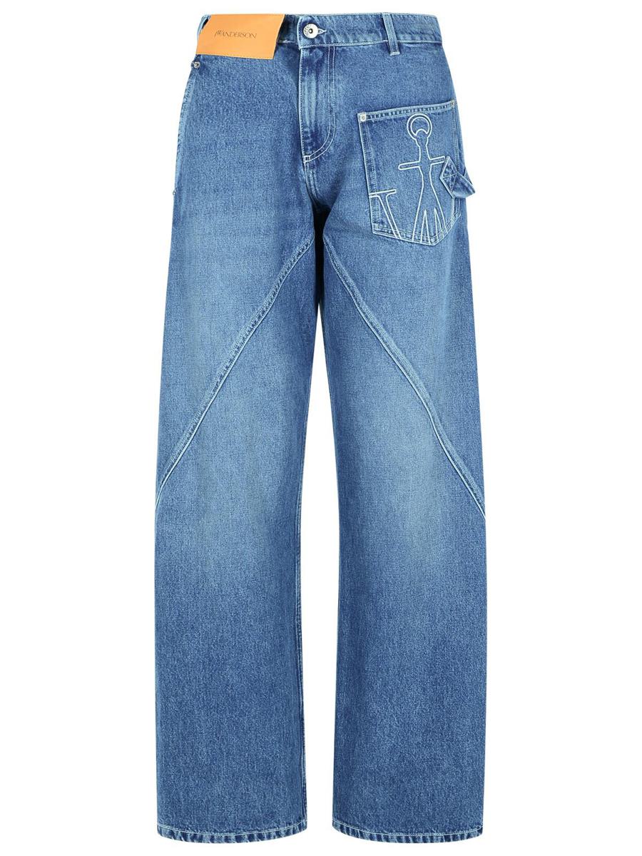 JW Anderson 'Workwear' bomullsbyxor med ljusblå vridna ben