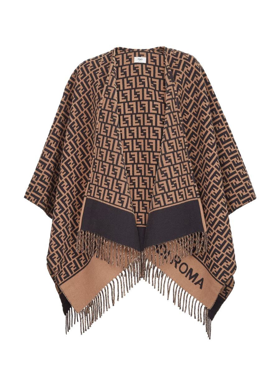 Fendi ull- och kashmirponcho