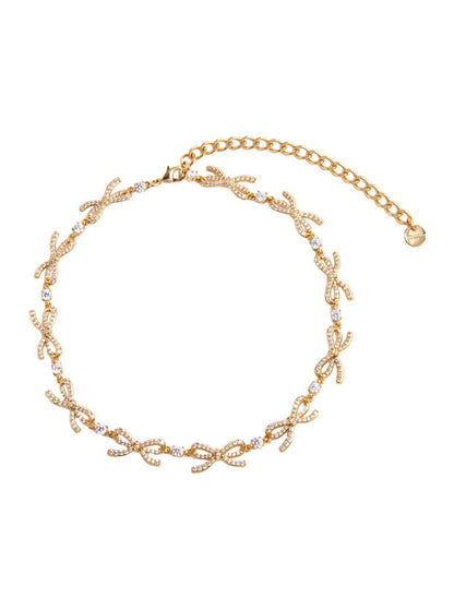 Halsband med kristallroséer i guld