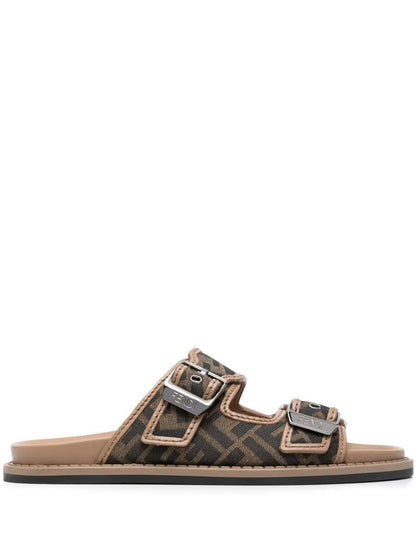 Fendi Feel Ff Jacquard Tyg Sandaler Skor