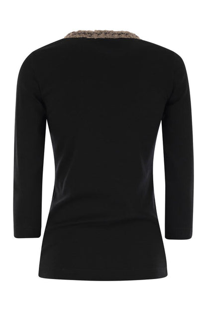 Fabiana Filippi – T-shirt med 3/4-ärm och halsringning