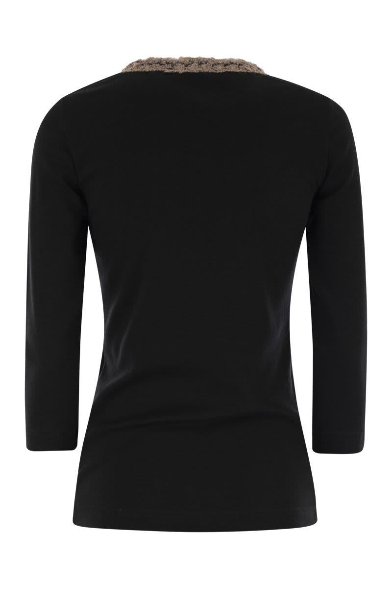 Fabiana Filippi – T-shirt med 3/4-ärm och halsringning