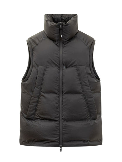 Y-3 Adidas Svart Vadderad Väst med Dragkedja Y-3