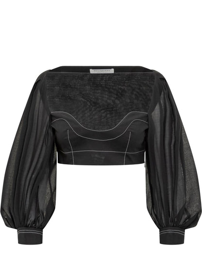 Philosophy Di Lorenzo Serafini Voile Crop Top med sömmar
