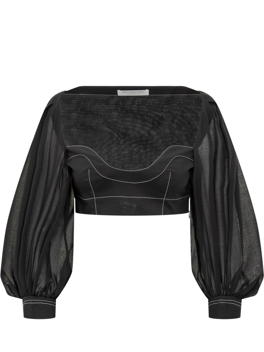 Philosophy Di Lorenzo Serafini Voile Crop Top med sömmar