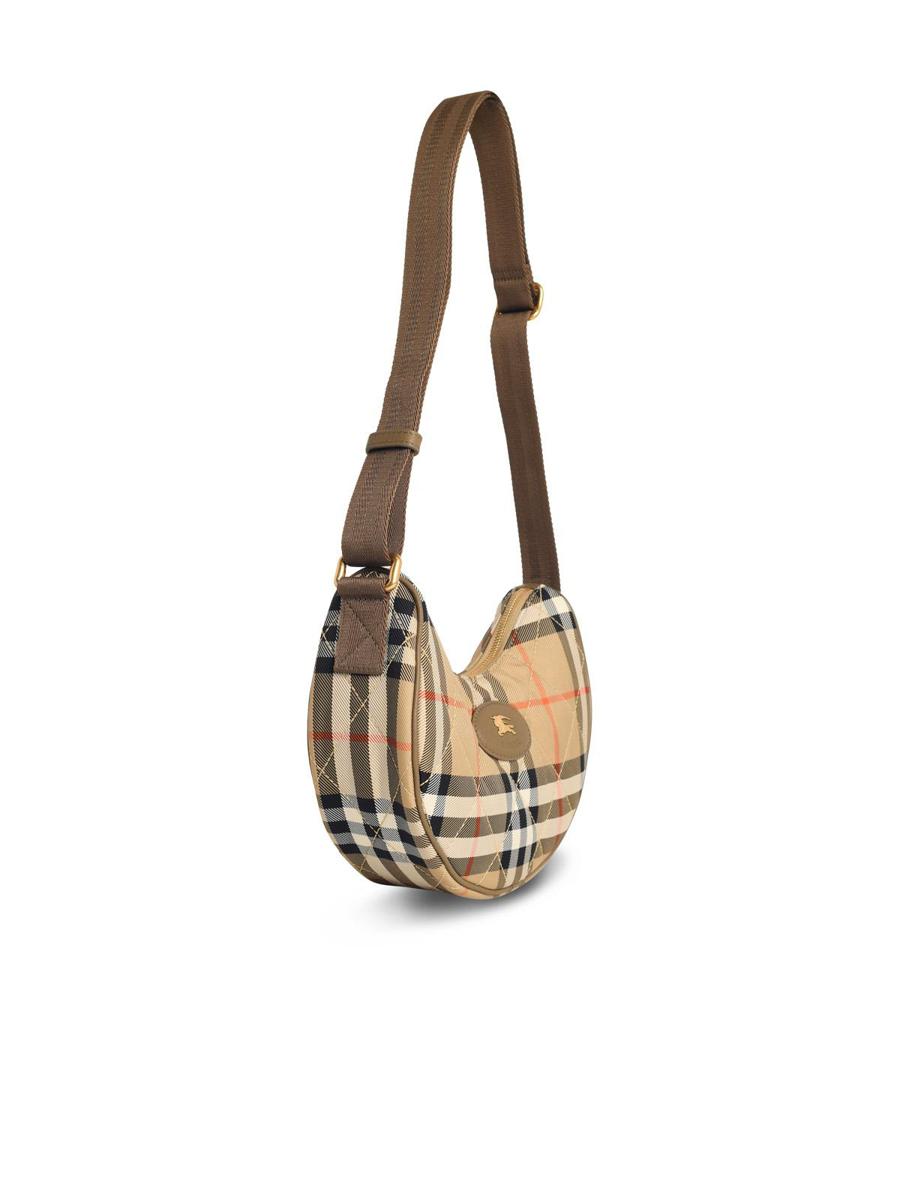 Burberry 'Horseshoe' axelväska i sandfärgad polyamid
