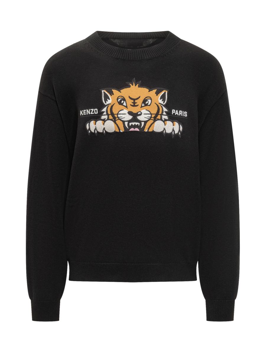 Kenzo Kenzo Herr Svart Tröja Med Tigermotiv