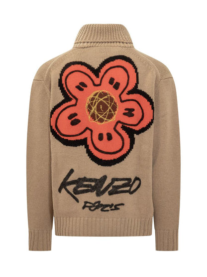 Kenzo Kenzo Herr Stickad Kofta Med Dragkedja