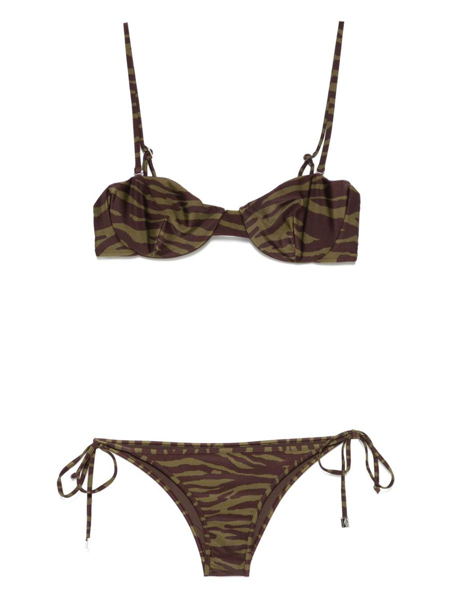 Attico brunt och mörkgrönt bikiniset
