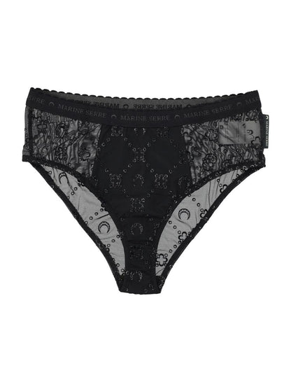 Marine Serre Högelastiska Trosor Mesh Flock Glitter