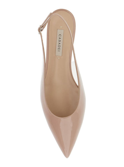 'Miniblade Tiffany' Beige Slingback Balettskor I Lackskinn Dam