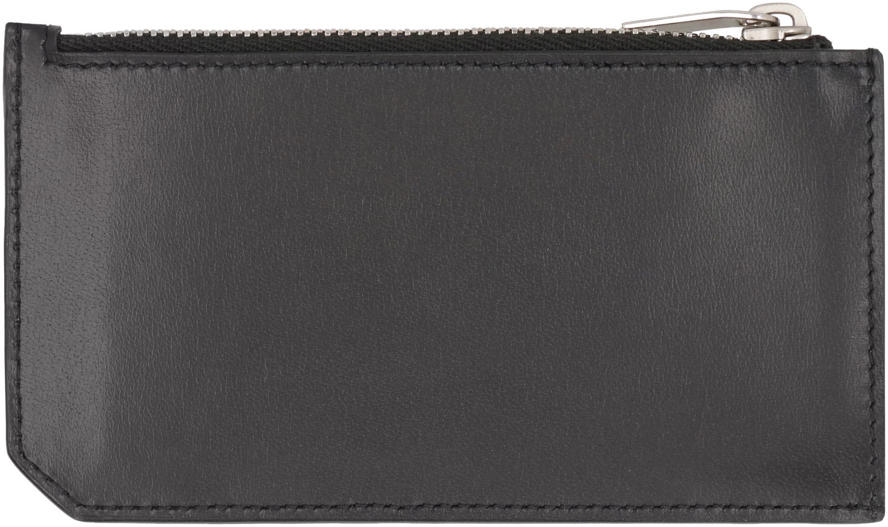 Saint Laurent korthållare i slät läder