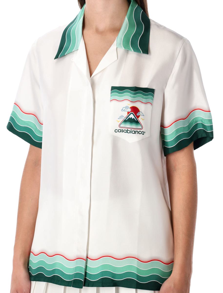 Casablanca Multicolour Montagne Ondulée Kortärmad Silk Skjorta