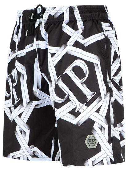 Philipp Plein svart polyesterbaddräkt