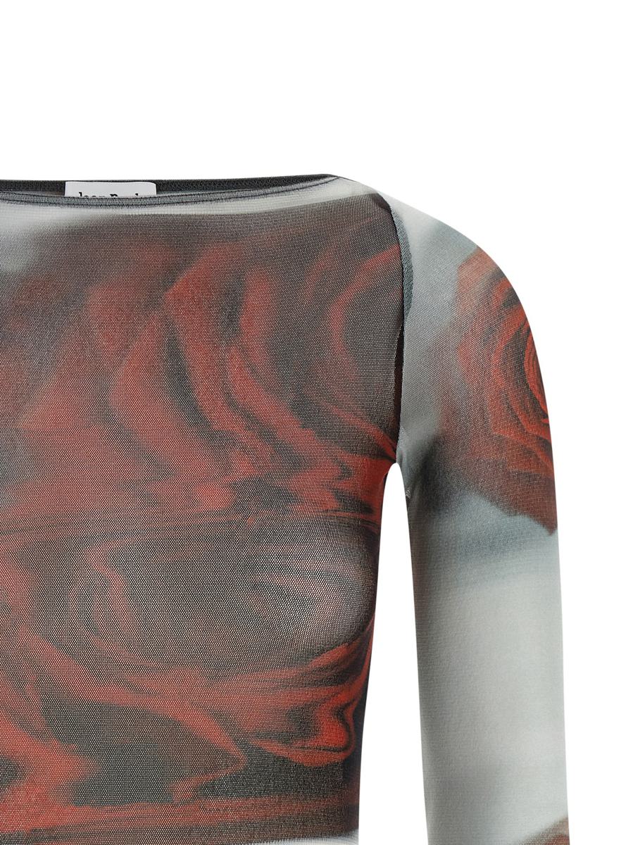 Jean Paul Gaultier topp med "De röda suddiga rosorna"