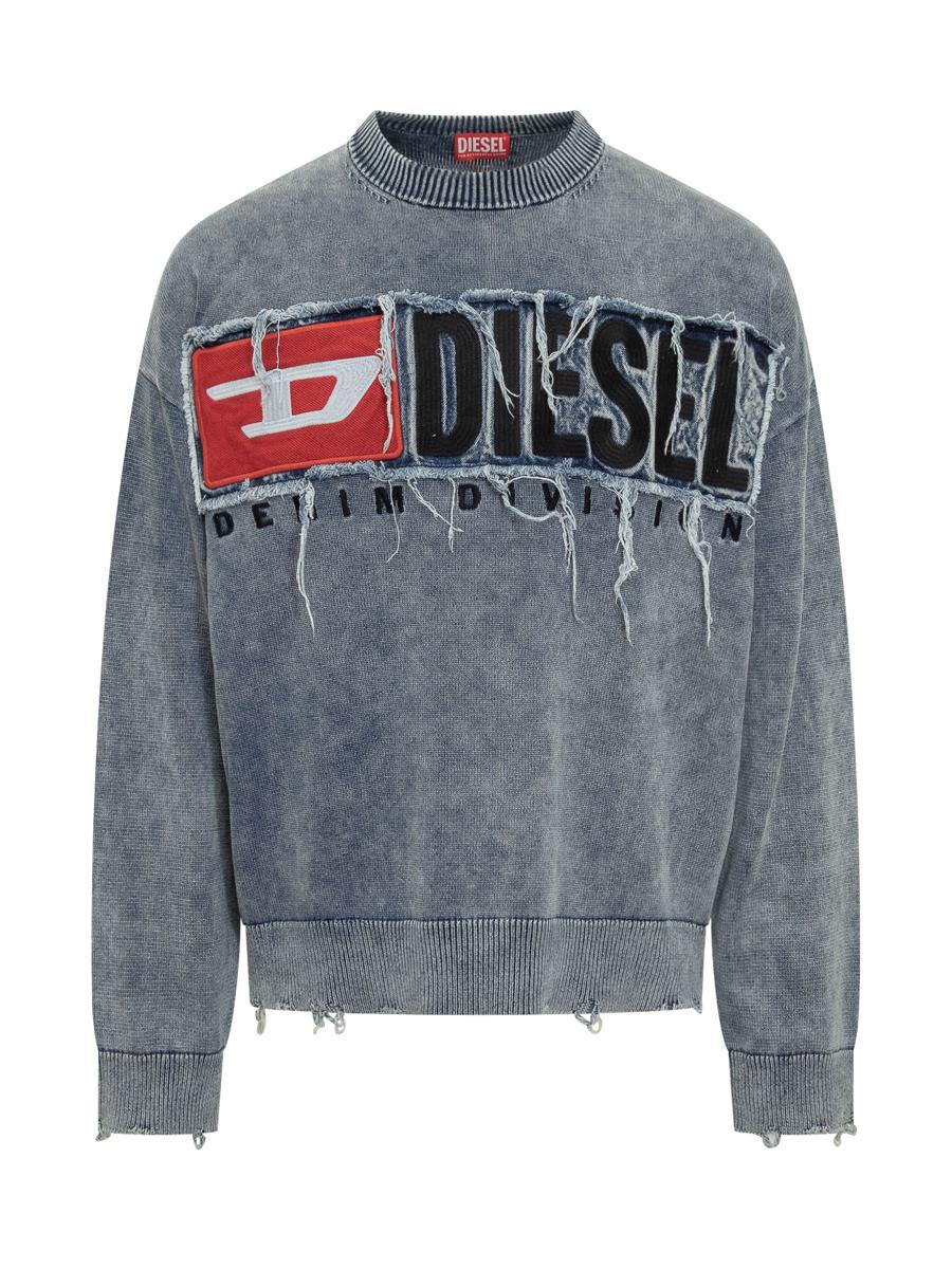 Diesel Diesel Denimtröja med sliten logotyp Herr
