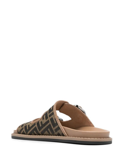 Fendi Feel Ff Jacquard Tyg Sandaler Skor