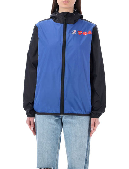 Comme Des Garçons Play Bicolor Vattentät Jacka med Dragkedja och Huva
