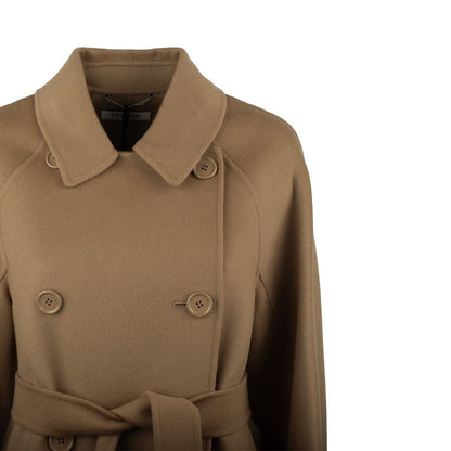Max Mara kort kamelfärgad trenchcoat i dubbel ull