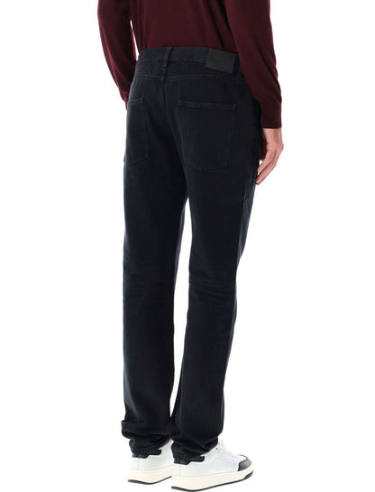 Saint Laurent Lågmidja Slim Jeans Svarta