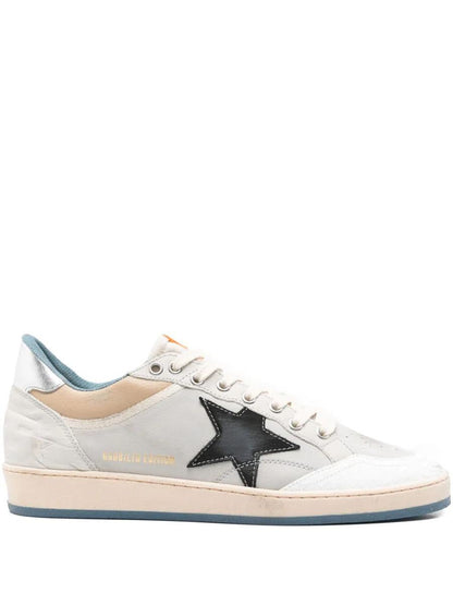 Golden Goose "Ballstar" Nubuck Och Nylon Övre Spricka Läder Tå Nylon Plös Nubuck Stjärna Laminerad Klack Läder Sporra Sneakers Skor