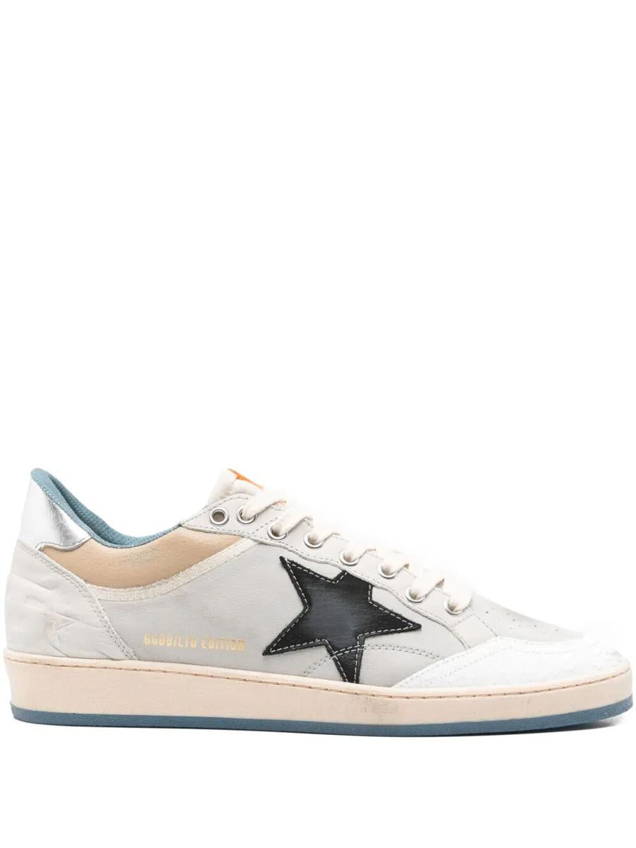 Golden Goose "Ballstar" Nubuck Och Nylon Övre Spricka Läder Tå Nylon Plös Nubuck Stjärna Laminerad Klack Läder Sporra Sneakers Skor