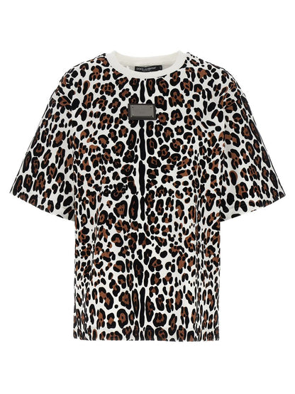 Dolce &amp; Gabbana T-shirt med djurtryck och logotypplakett