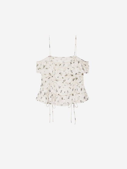 Ganni Mönstrad Satin Topp