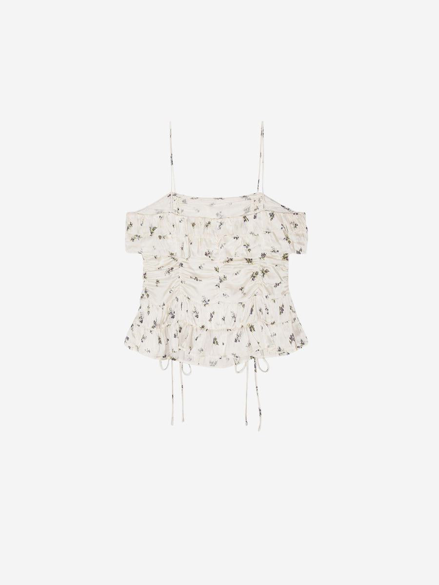 Ganni Mönstrad Satin Topp