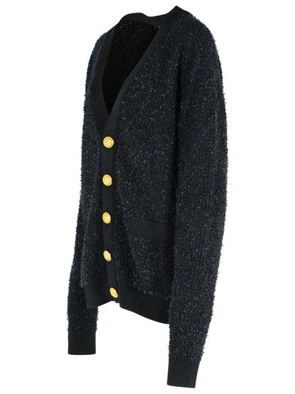Balmain svart kofta i bomullsblandning