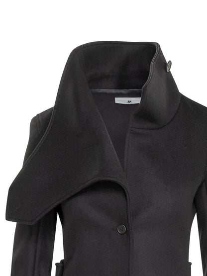 Courrèges Courrèges ullkappa med asymmetrisk krage