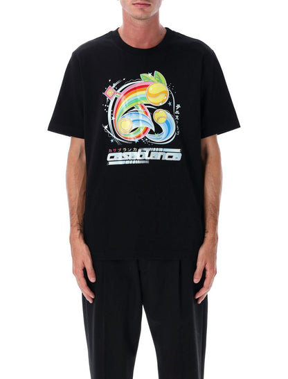 Casablanca svart manga tennisboll t-shirt