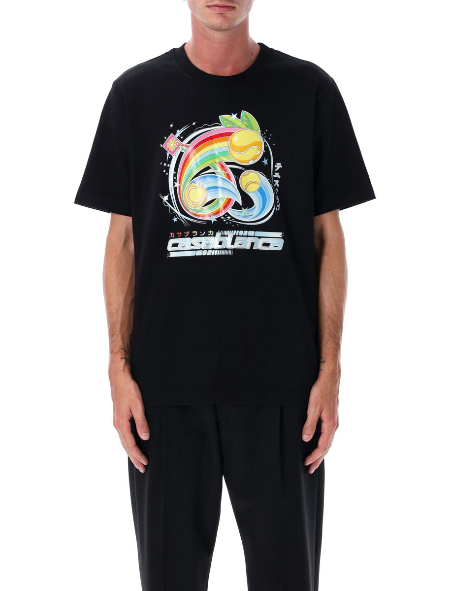 Casablanca svart manga tennisboll t-shirt