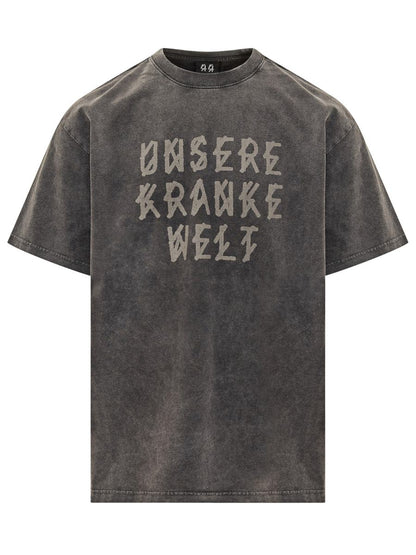M44 Label Group Svart t-shirt med vintageeffekt 44 Label Group